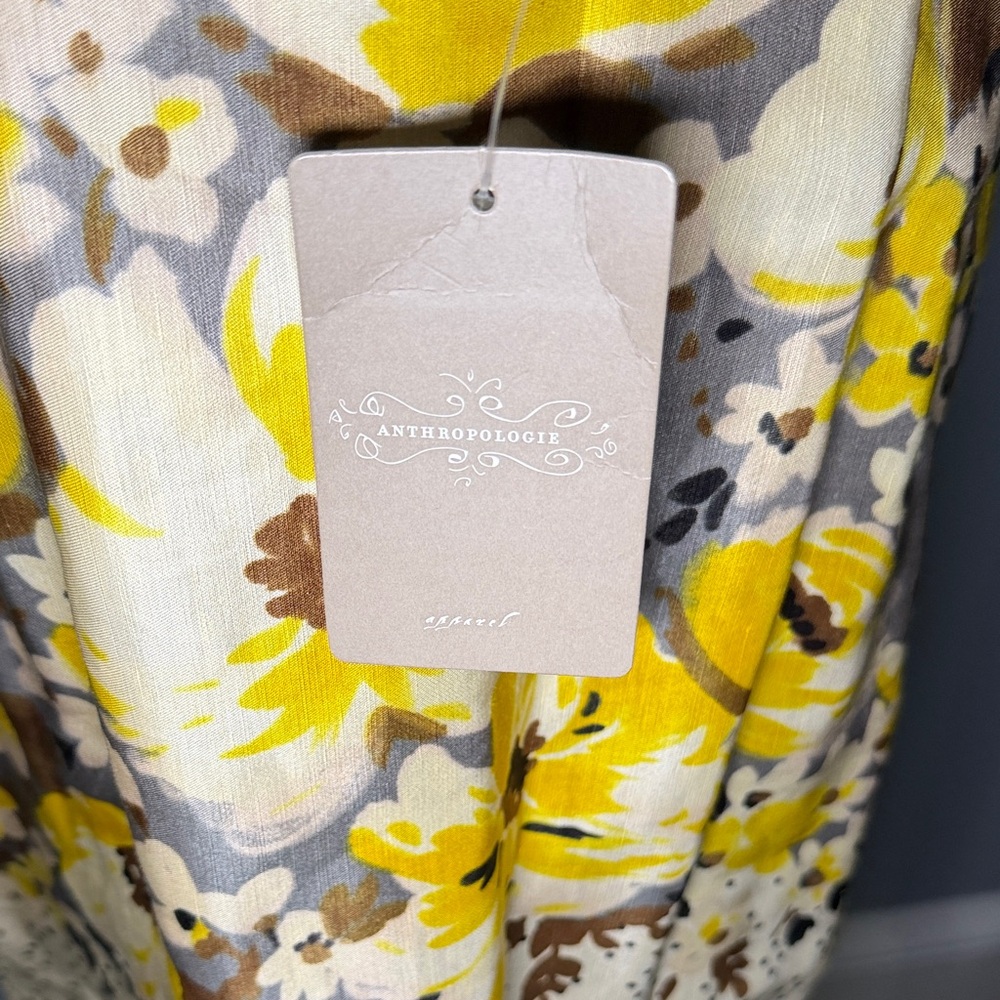 Meadow Rue Yellow and Cream Floral Long Sleeve Dress - Picture 5 of 6